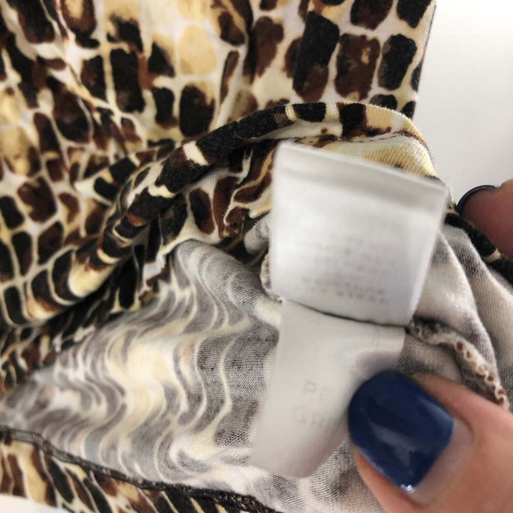 St John Brown Animal Print V-neck Top M - Picture 6 of 8